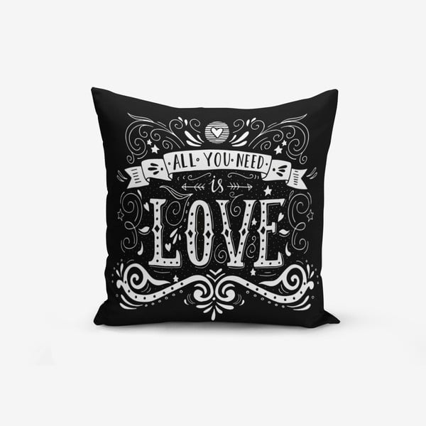Spilvendrāna Minimalist Cushion Covers Black Love, 45 x 45 cm