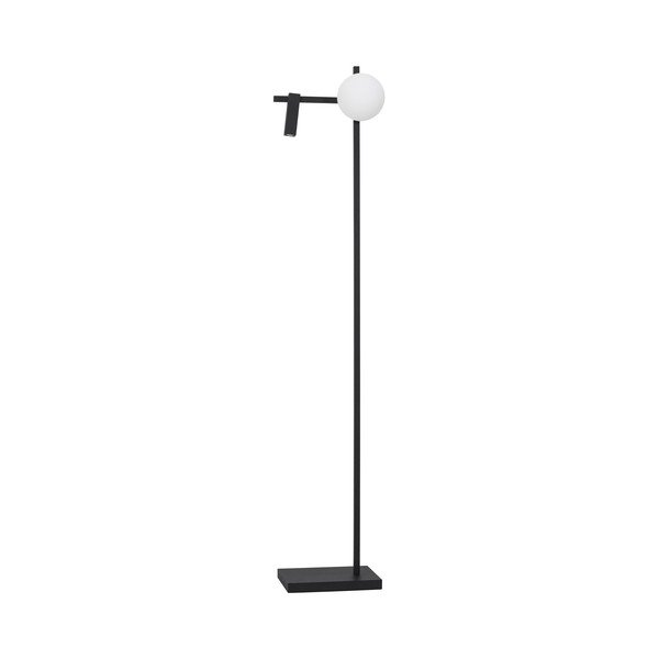 Balta/melna metāla LED stāvlampa ar saliekamu konstrukciju ar stikla abažūru (augstums 150 cm) Joline – Nova Luce