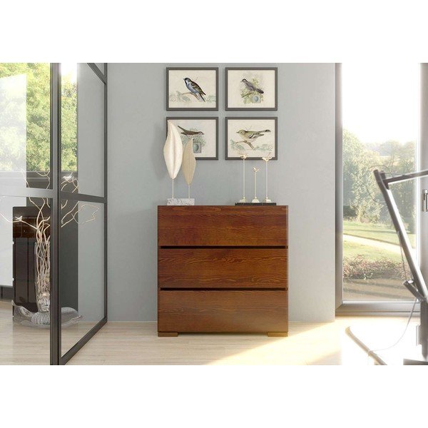 Brūna kumode no dižskābarža koka Skandica Sandemo, 80 x 81 cm-image-1