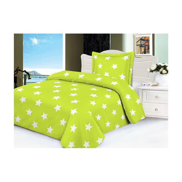 Laima zaļa mikroplīša gultasveļa My House Stars, 140 x 200 cm