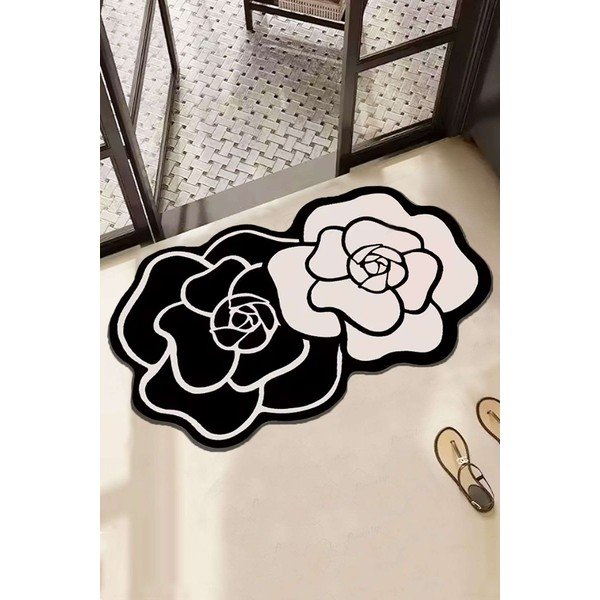 Melnbalts vannas istabas paklājiņš 60x100 cm Bungari Rose – Foutastic-image-1