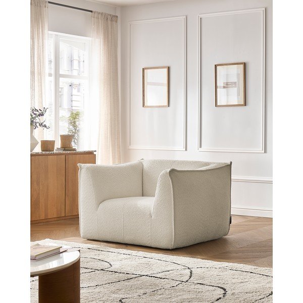 Bēšs atpūtas krēsls no buklē auduma Giorgia – Bobochic Paris-image-1