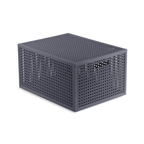Tumši pelēka uzglabāšanas kaste ar vāku no pārstrādātas plastmasas 30x38x21 cm Kaya – Curver