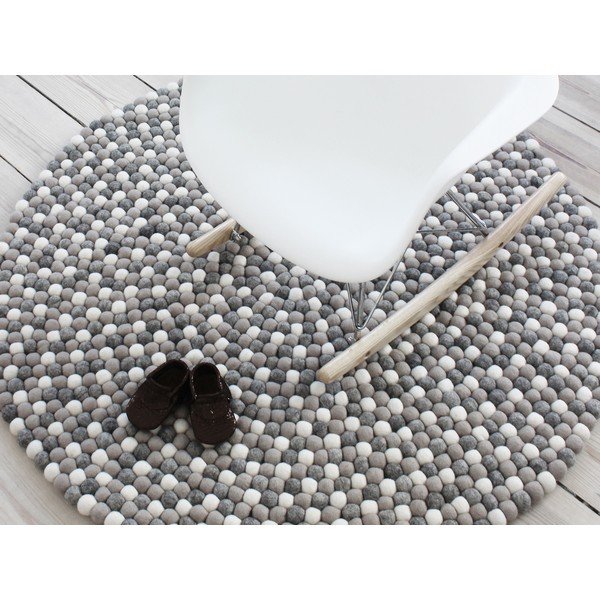 Gaiši pelēks vilnas bumbiņu paklājs Wooldot Ball Rugs, ⌀ 120 cm-image-2