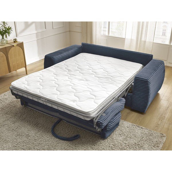 Tumši zils velveta salokāms dīvāns 220 cm Hugo – Bobochic Paris-image-1