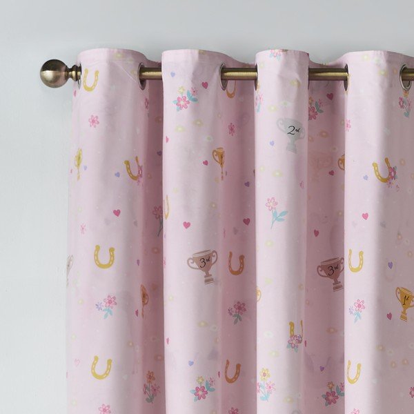 Krēmkrāsas bērnu aizkari (2 gab.) 168x183 cm Happy Horses – Catherine Lansfield-image-1