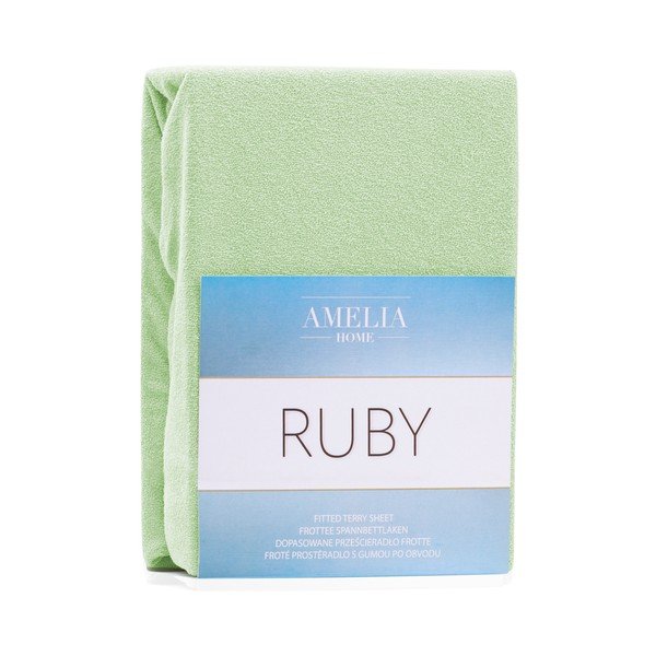 AmeliaHome Ruby Siesta gaiši zaļa elastīga pārklājiņa divguļamai gultai, 200/220 x 200 cm-image-1