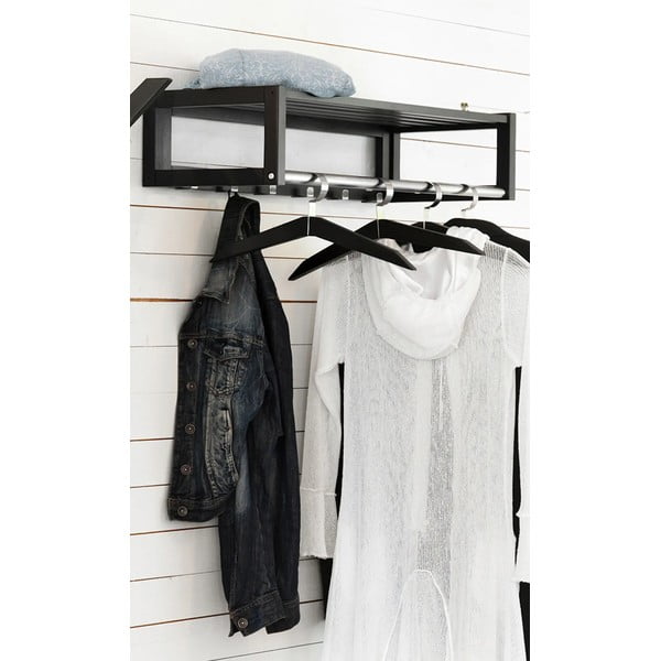 Dabīga toņa ozola masīvkoka sienas pakaramais ar plauktu Confetti – Rowico-image-1