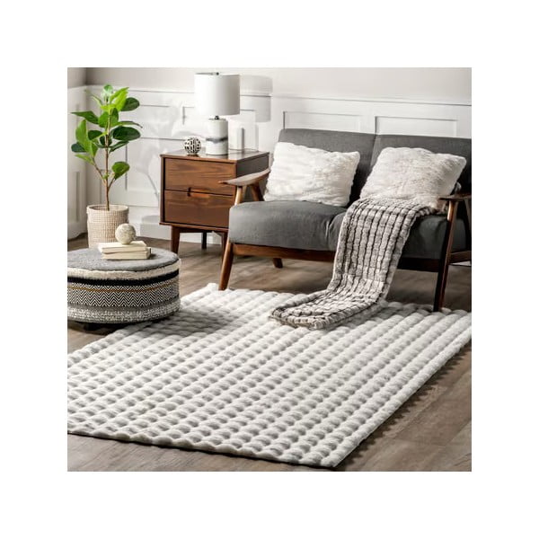 Balts mazgājams paklājs 150x230 cm Bubble White – Mila Home-image-4