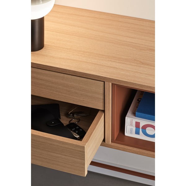 Ķieģeļu sarkans konsoles galds ar ozolkoka finieri Yoko - Teulat-image-2