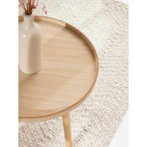 Krēmkrāsas/ziloņkaula krāsas ar rokām darināts celiņa paklājs no vilnas maisījuma 80x200 cm Majoli – Elle Decoration-image-3