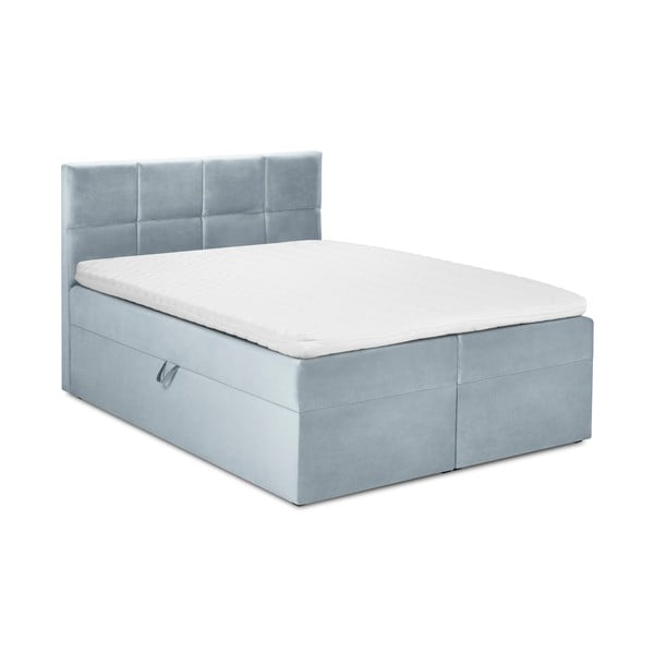 Gaiši zila samta divguļamā gulta Mazzini Beds Mimicry, 180 x 200 cm