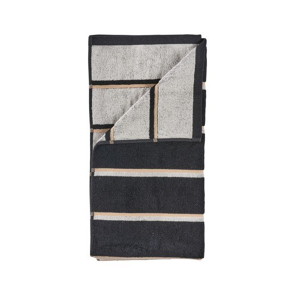 Melns/gaiši pelēks kokvilnas dvielis 50x100 cm Sauna – Zone