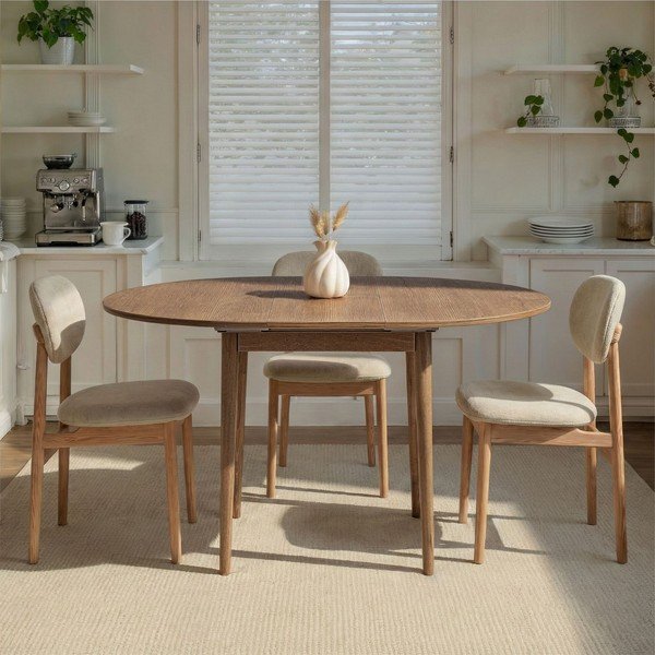Apaļš izvelkams ēdamgalds ar papildu galda virsmu ar ozolkoka imitāciju ø 100 cm Viona – Kalune Design-image-3
