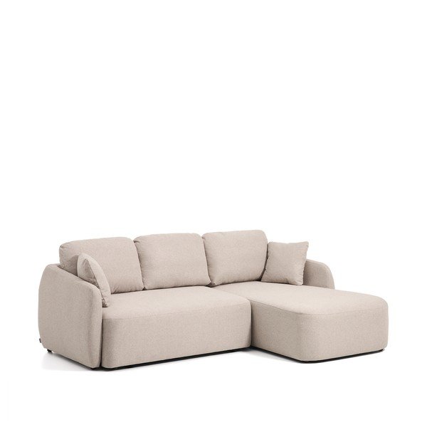 Bēšs salokāms stūra dīvāns no šenila auduma (ar kreiso stūri/ar zvilni) Laira – Kave Home-image-2