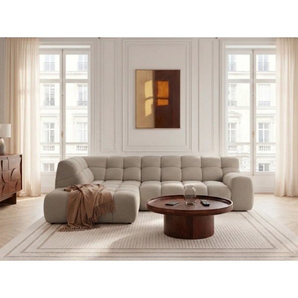 Bēšs salokāms/su elektriniu sėdynės reguliavimu stūra dīvāns (ar kreiso stūri/L veida) Andre – Bobochic Paris-image-1