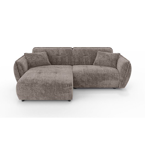 Pelēkbrūns stūra dīvāns no šenila auduma (ar kreiso stūri/ar zvilni) Nelia – Ropez