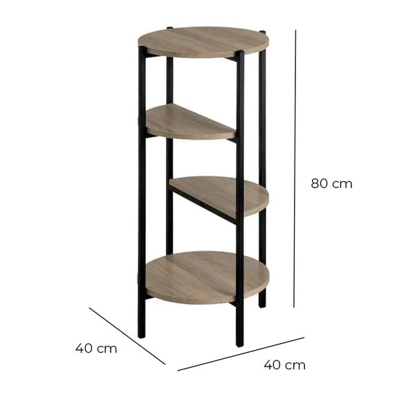 Melns/dabīga toņa plaukts ar ozolkoka imitāciju 40x80 cm – Casa Selección-image-4