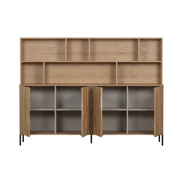 Dabīga toņa grāmatplaukts ar ozolkoka imitāciju 200x150x44 cm Gravure – WOOOD-image-2