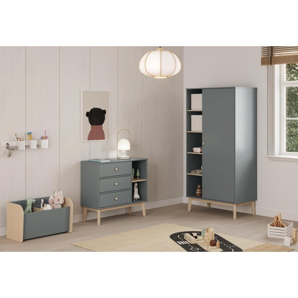 Dūmakaini zaļš bērnu drēbju skapis 90x180x52 cm Esteban – Marckeric-image-1