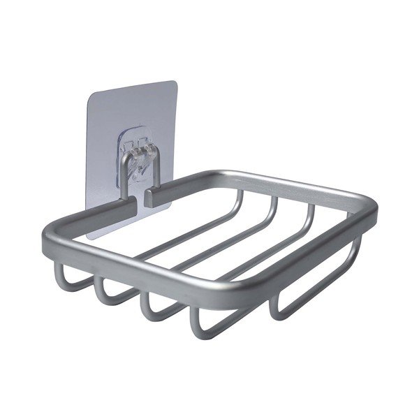 Spīdīgas sudraba krāsas metāla ziepju trauks ar uzstādīšanu bez urbšanas Filaire Aluminium – douceur d'intérieur-image-1