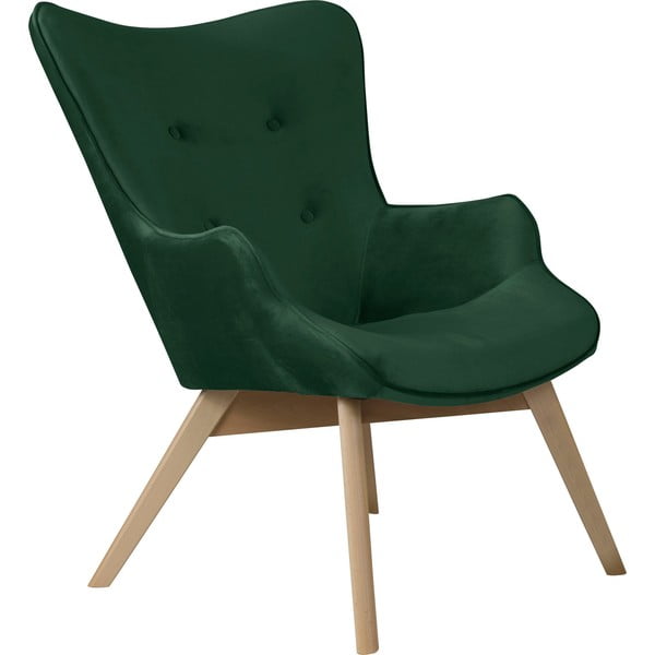 Tumši zaļš samta atpūtas krēsls Niko – Ropez