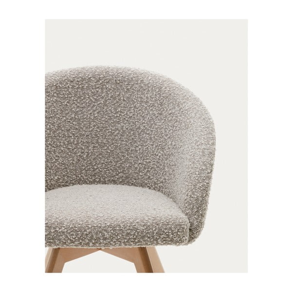 Pelēks polsterēts ēdamistabas krēsls ar roku balstiem Marvin – Kave Home-image-2