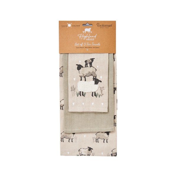 Trauku dvieļi (3 gab.) no lina maisījuma 45x65 cm Highland Sheep – Cooksmart ®