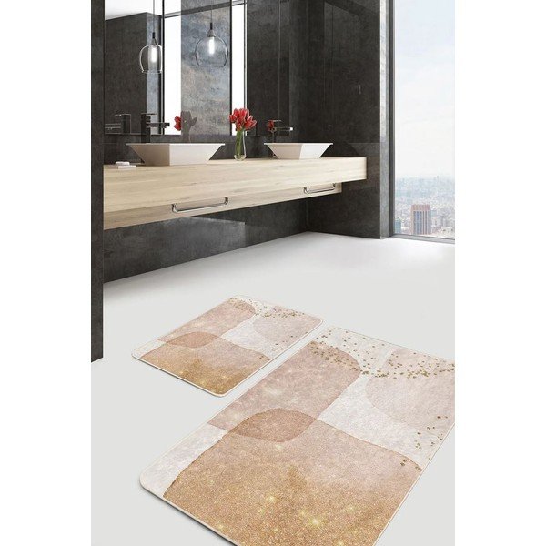 Bēši samta vannas istabas paklājiņi (2 gab.) 60x100 cm – Mila Home-image-4