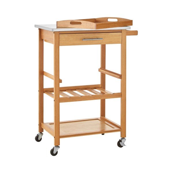 Bambusa servēšanas galdiņš uz riteņiem 41x58 cm Harlow – Premier Housewares-image-4