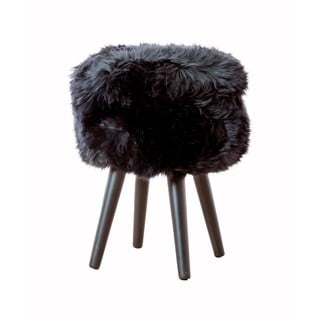 Krēsls ar melnu aitādas sēdekli Native Natural Black, ⌀ 30 cm