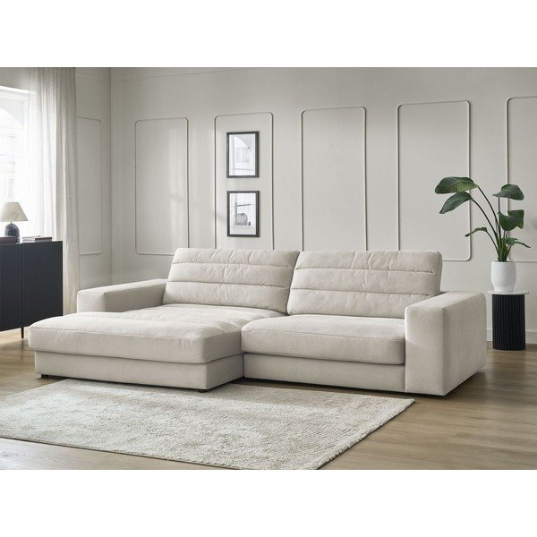 Bēšs samta stūra dīvāns (ar kreiso stūri/ar zvilni) Sierra – Bobochic Paris-image-1