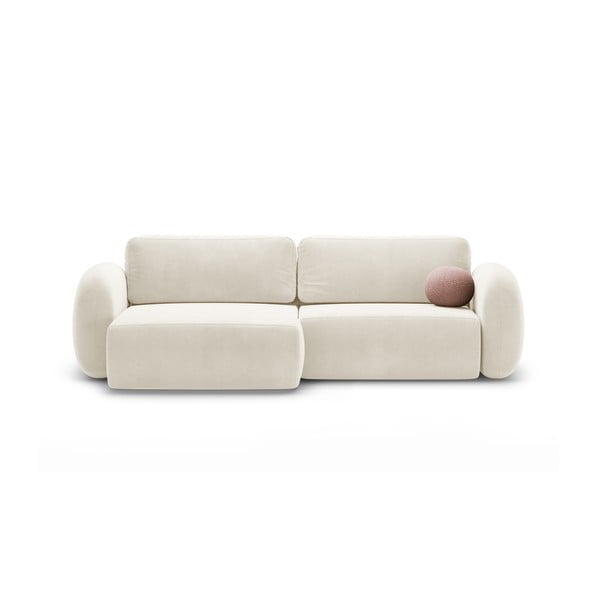 Krēmkrāsas samta salokāms/ar uzglabāšanas vietu stūra dīvāns Tonale – Cosmopolitan Design