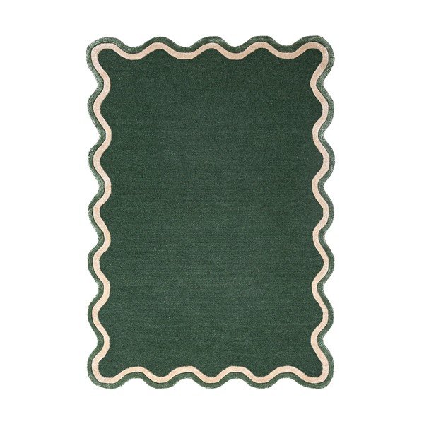 Tumši zaļš ar rokām darināts paklājs no vilnas maisījuma 200x290 cm Rivo Wool – Flair Rugs