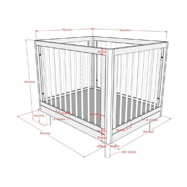 Balta dižskābarža masīvkoka bērnu sētiņa 95x75 cm Forrest – Vipack-image-2