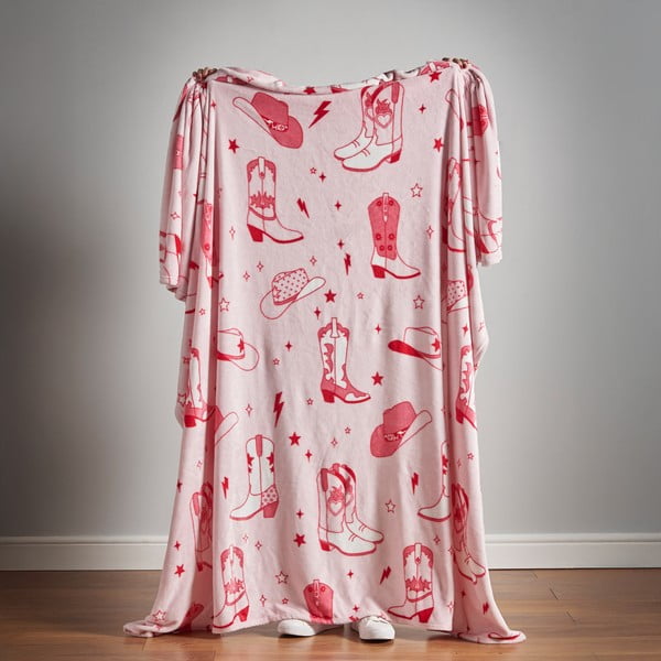 Rozā mikroplīša gultas pārklājs 200x240 cm Cowgirl Boot – Sassy B-image-4