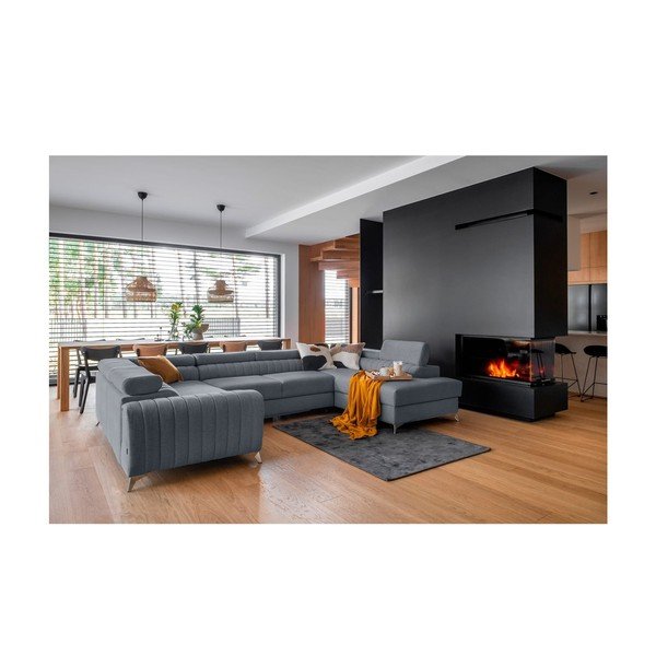 Zils salokāms/ar uzglabāšanas vietu stūra dīvāns (ar labo stūri/U veida) Louis – ELTAP-image-1