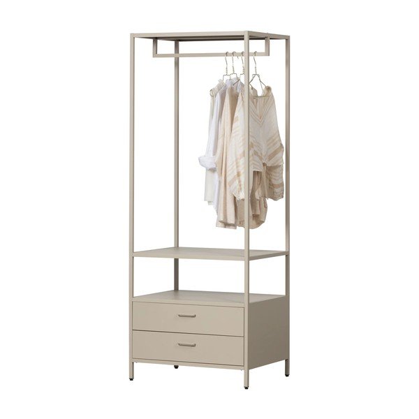 Bēšs atvērta tipa metāla drēbju skapis 70x185x54 cm Ferris – WOOOD