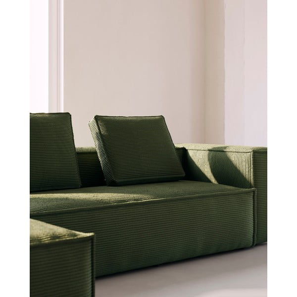 Zaļš velveta dīvāna spilvens Blok – Kave Home-image-1