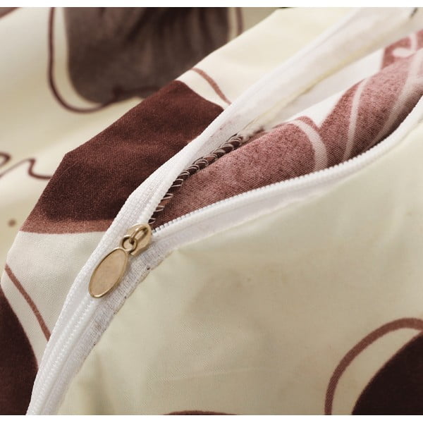 Brūna/krēmkrāsas mikrosatīna gultas veļa (6 daļas) 140x200 cm Scarlet – My House-image-1