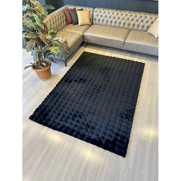 Melns mazgājams paklājs 150x230 cm Bubble Black – Mila Home-image-3