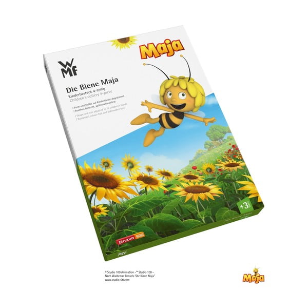 4 detaļu komplekts no nerūsējošā tērauda ar galda piederumiem bērniem WMF Cromargan® Maya the Bee-image-1
