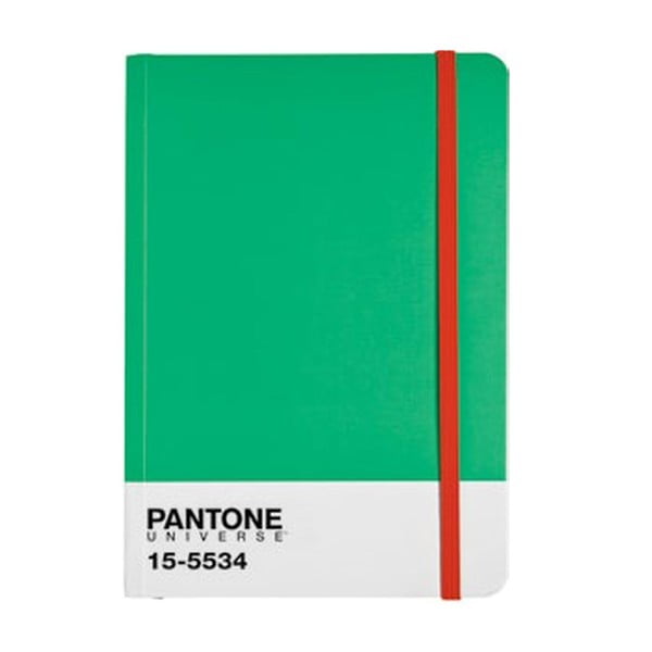 A4 formāta blociņš ar krāsainu elastīgo lenti Papardes zaļš/makuļu sarkans 15-1534