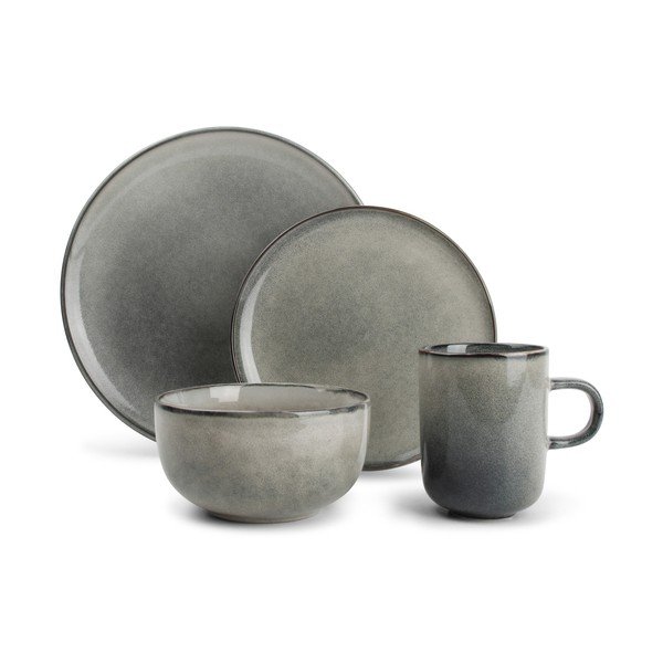 Akmensmasas pusdienu komplekts (16 gab.) 4 personām Meridian – Salt&Pepper