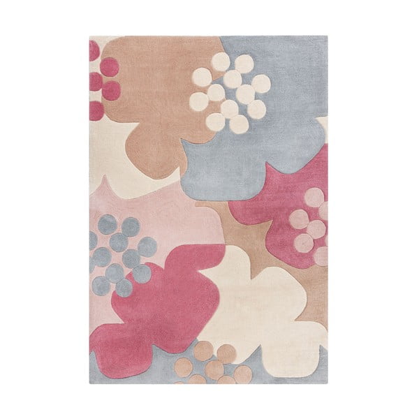 Pelēki rozā paklājs Flair Rugs Retro Floral, 160 x 230 cm