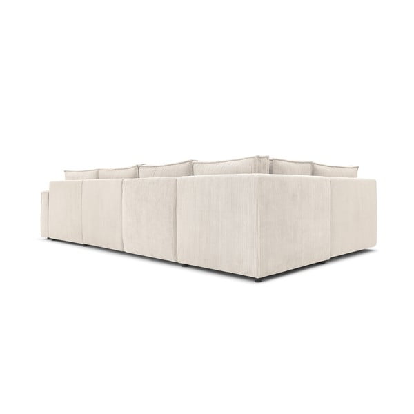 Krēmkrāsas velveta stūra dīvāns (ar kreiso stūri/U veida) Nihad modular – Bobochic Paris-image-4