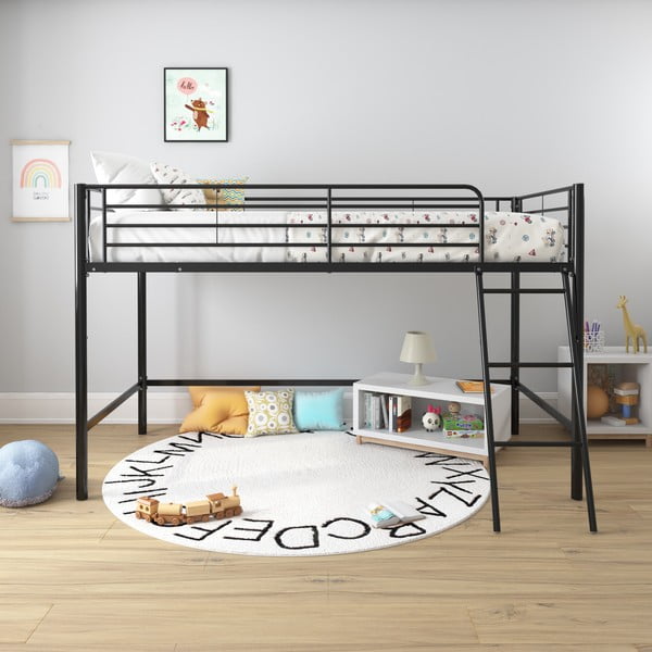 Melna paaugstināta bērnu gulta 90x200 cm Jodie – Støraa-image-1