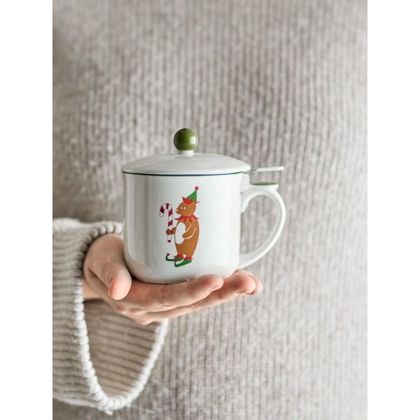 Krēmkrāsas māla krūze ar sietiņu un Ziemassvētku motīvu 300 ml Valentin – Bloomingville-image-2