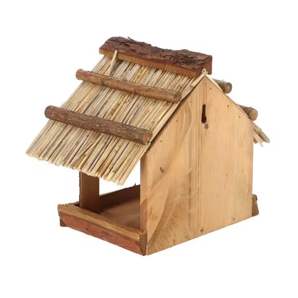 Koka putnu barotava ar salmu jumtu Esschert Design, augstums 22,8 cm-image-1