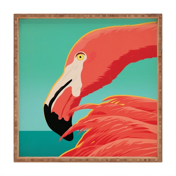 Koka dekoratīvais servēšanas paplātes Flamingo, 40 x 40 cm